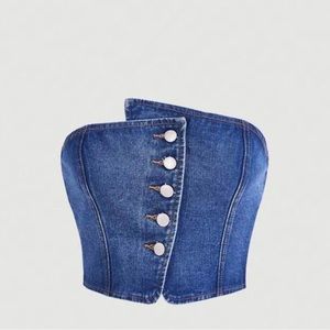 Blue denim corset top